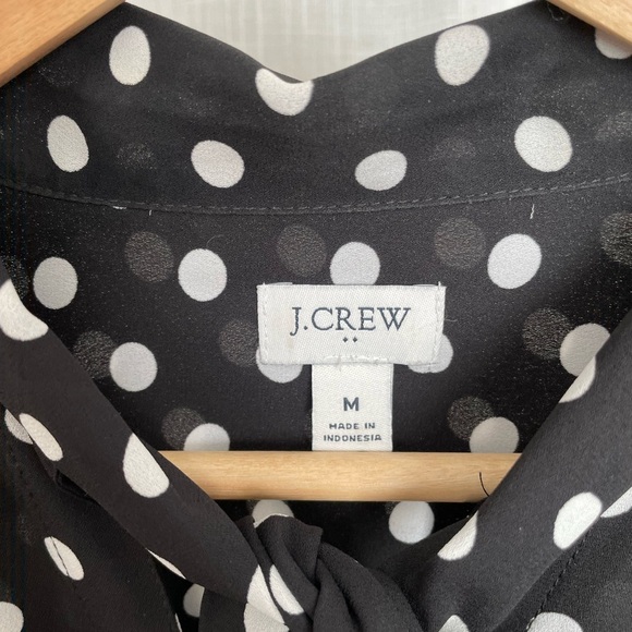 J.Crew Black & White Polka Dot Sheer Button Down Blouse Size M - Picture 6 of 8